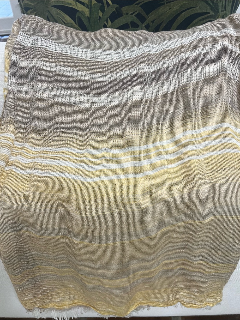 John Varvatos Lightweight Striped Yellow & Beige Woven Throw (missing label)